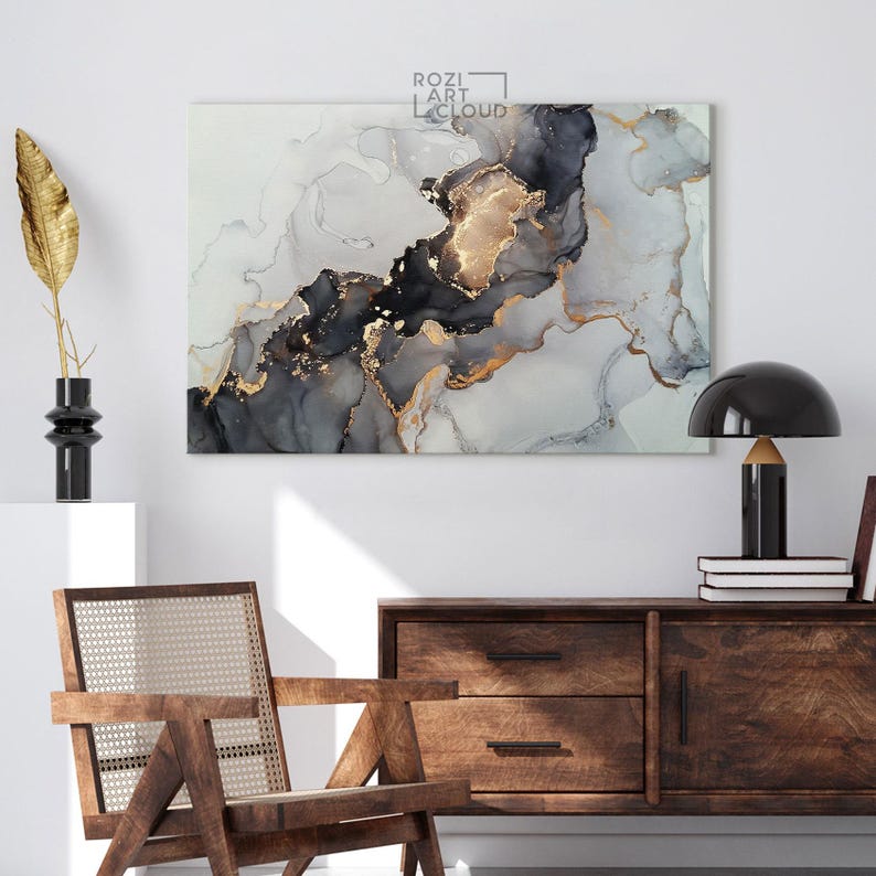 Minimalist wall art, abstract black and white