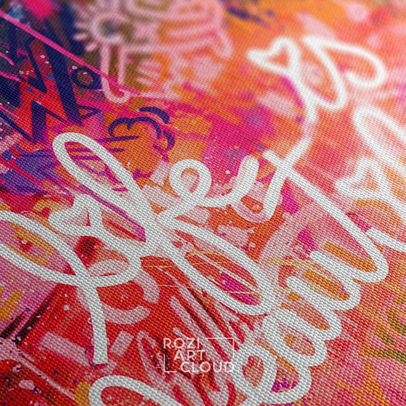 Banksy street art, trendy graffiti wall art canvas print, modern pop art, quote life is good neon sign