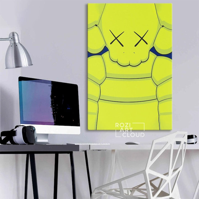 Hypebeast kaw kawaii wall art canvas print, kaw poster room decor, trendy minimalist art, urban pop culture man cave decor, stylish gift