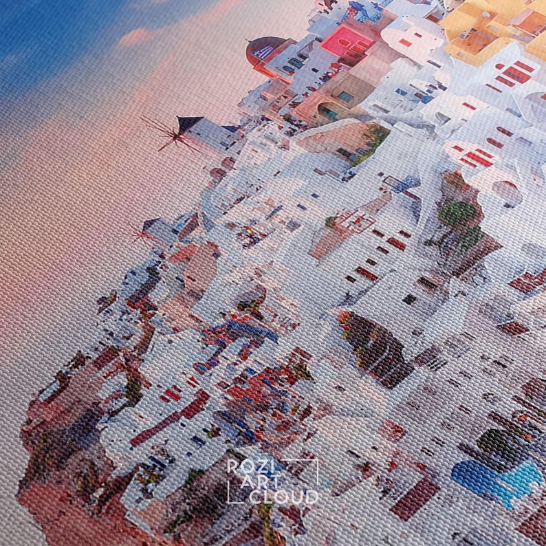 Santorini wall art, landscape architecture art prints, greece modern wall art for living room, contemporary canvas, luxury prints