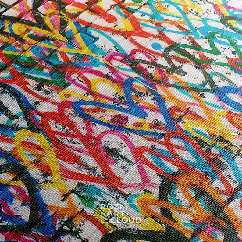 Abstract love wall prints canvas poster for bedroom, street art canvas, pop culture canvas decor, guest room interior, pop art