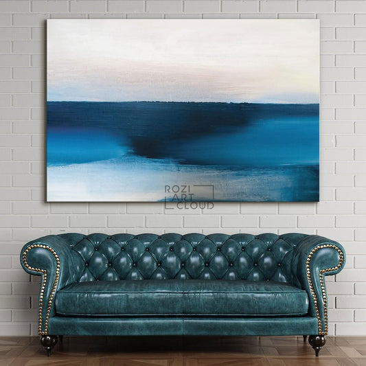 Blue & white abstract wall art