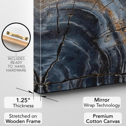 Petrified Wood Wall Art, Abstract Tree Ring Canvas Print, Unique Wood Grain Print, Earthy Nature Decor Boho