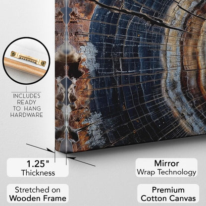 Petrified Wood Tree Ring Canvas Print, Ancient Nature Wall Art, Earthy Rustic Home Decor Boho