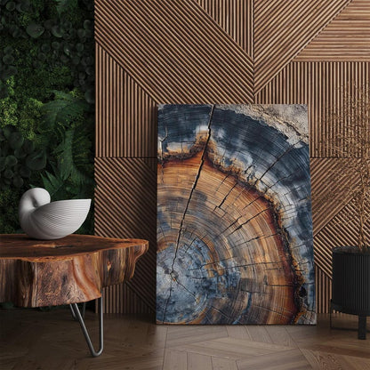 Abstract Tree Ring Canvas Print, Colorful Wood Grain Wall Art, Natural Earth Tones Home Decor Boho