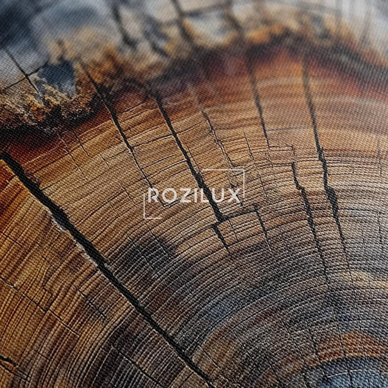 Abstract Tree Ring Canvas Print, Colorful Wood Grain Wall Art, Natural Earth Tones Home Decor Boho