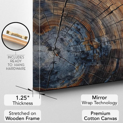 Abstract Tree Ring Canvas Print, Colorful Wood Grain Wall Art, Natural Earth Tones Home Decor Boho