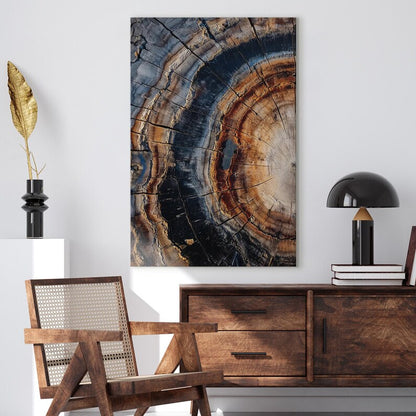 Petrified Wood Canvas Print | Abstract Tree Ring Wall Art | Natural Texture Home Decor Boho
