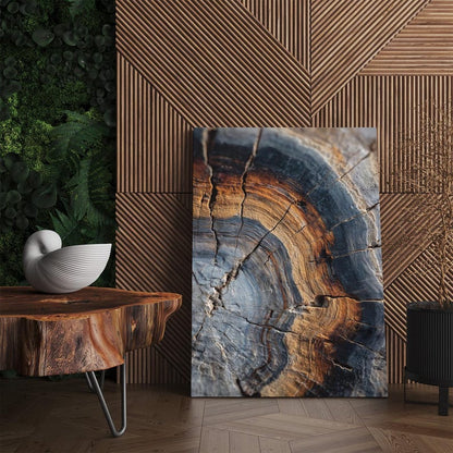 Petrified Wood Tree Ring Canvas Print | Abstract Wood Grain Wall Art Decor Boho
