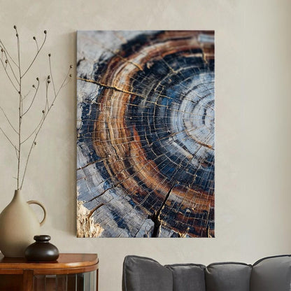 Petrified Wood Wall Art, Tree Ring Canvas Print, Abstract Nature Art, Earthy Decor Boho