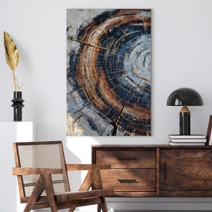 Petrified Wood Wall Art, Tree Ring Canvas Print, Abstract Nature Art, Earthy Decor Boho