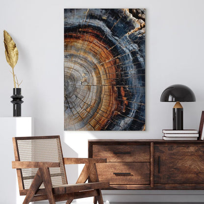 Petrified Wood Wall Art | Tree Ring Canvas Print | Abstract Nature Photography Print | Rustic Home Decor Boho