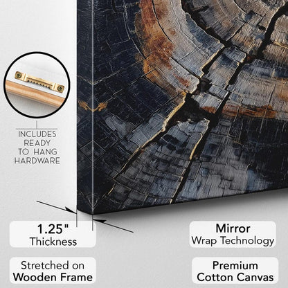 Tree Ring Wood Texture Canvas Print, Rustic Abstract Nature Wall Art, Earth Tone Home Decor Boho