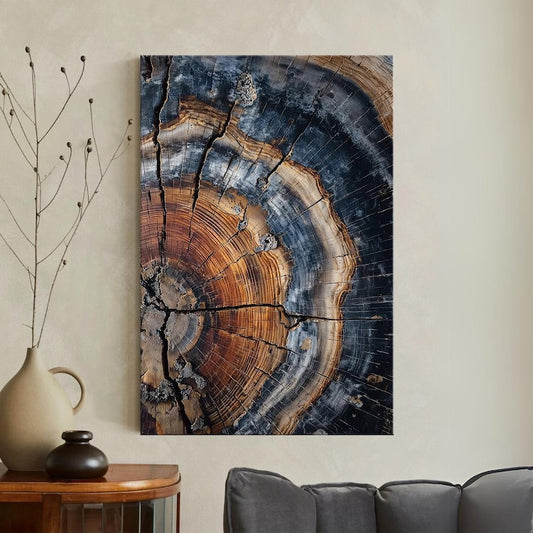 Petrified Wood Canvas Print | Ancient Tree Ring Wall Art | Abstract Organic Home Decor Boho