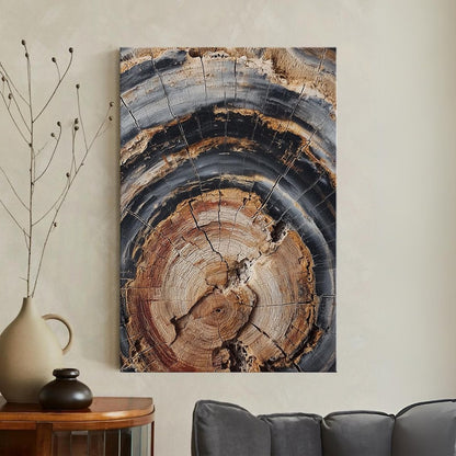 Petrified Wood Tree Ring Canvas Print | Abstract Rustic Wall Art | Natural Earthy Home Decor Boho
