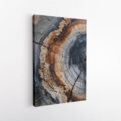Tree Ring Wood Grain Canvas Wall Art | Rustic Nature Print | Abstract Organic Texture | Brown Grey Home Decor
