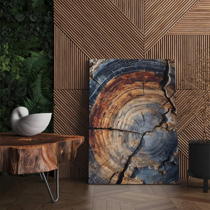 Petrified Wood Tree Ring Canvas Print | Natural Abstract Wall Art | Rustic Earthy Decor | Ready to Hang Unique Art