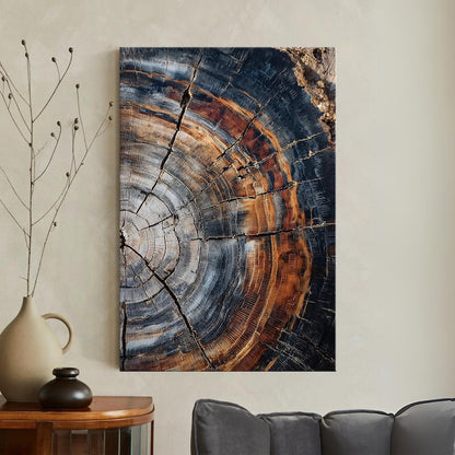 Petrified Wood Tree Ring Canvas Print | Abstract Rustic Wood Wall Art | Earth Tone Home Decor