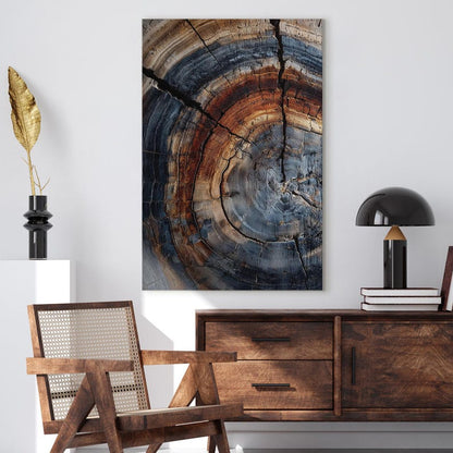 Rustic Tree Ring Wall Art Canvas Print | Abstract Wood Grain Decor | Natural Wood Slice Art | Modern Cabin Decor