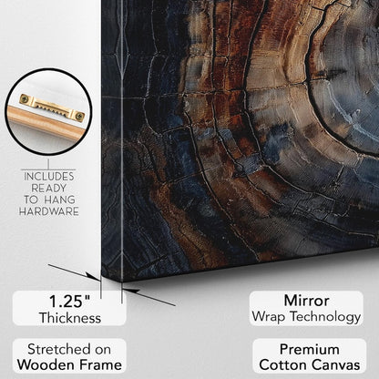 Rustic Tree Ring Wall Art Canvas Print | Abstract Wood Grain Decor | Natural Wood Slice Art | Modern Cabin Decor