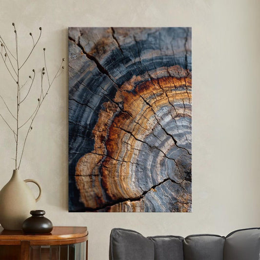 Abstract Tree Ring Canvas Print, Rustic Wood Wall Art, Natural Earthy Home Decor