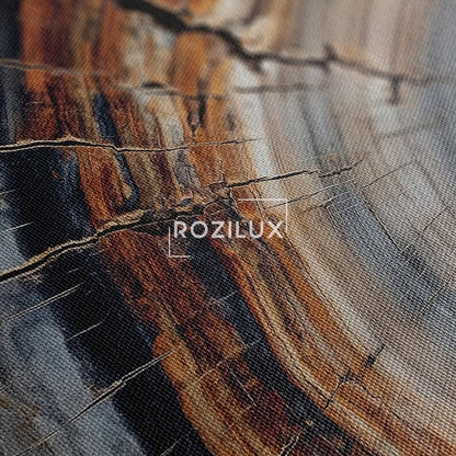 Petrified Wood Art Print, Colorful Tree Ring Canvas, Abstract Wood Grain Wall Art, Rustic Nature Home Decor