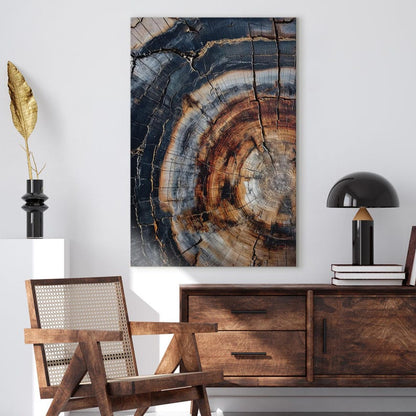 Petrified Wood Tree Ring Canvas Print, Natural Rustic Wall Art, Earth Tone Home Decor, Unique Wood Grain Art