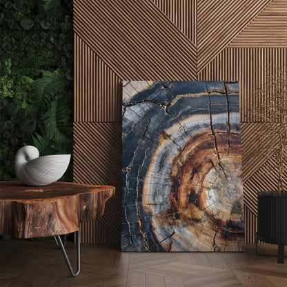 Petrified Wood Tree Ring Canvas Print, Natural Rustic Wall Art, Earth Tone Home Decor, Unique Wood Grain Art