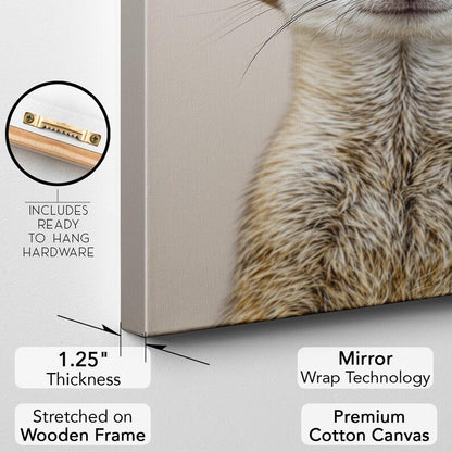 Meerkat with Hat Canvas Print | Cute Animal Wall Art for Nursery Kids Room Decor | Whimsical Animal Portrait Gift