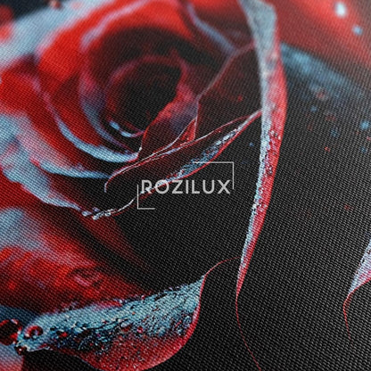 Moody Red Rose Canvas Print, Water Droplets Wall Art, Dark Floral Decor, Romantic Bedroom Art, Luxury Home Decor Gift
