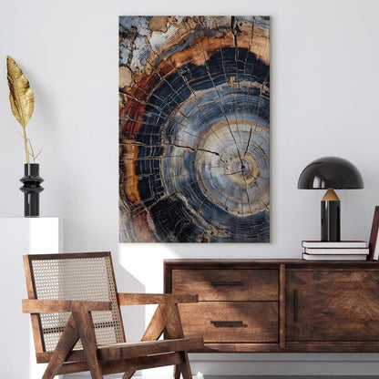 Petrified Wood Canvas Print, Abstract Tree Ring Wall Art, Natural Stone Wood Decor Boho