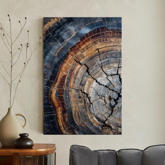 Abstract Tree Ring Canvas Print | Nature Inspired Wood Grain Wall Art Decor for Living Room Office Bedroom | Organic Abstract Art Boho