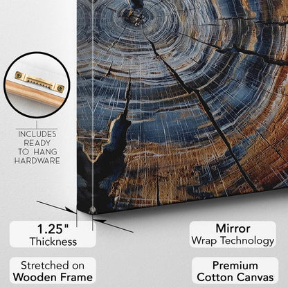 Petrified Wood Tree Ring Canvas Print | Abstract Geology Art | Rustic Earth Tones Wall Decor Boho