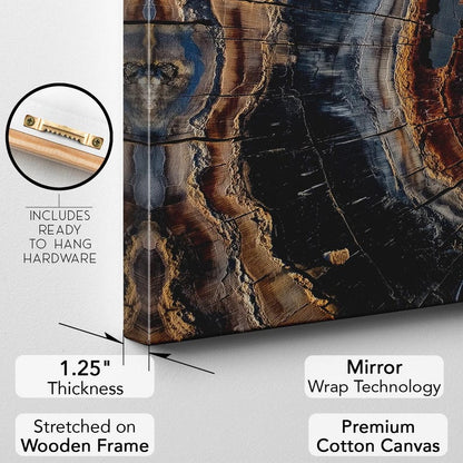 Petrified Wood Canvas Print | Abstract Tree Ring Wall Art | Natural Texture Home Decor Boho