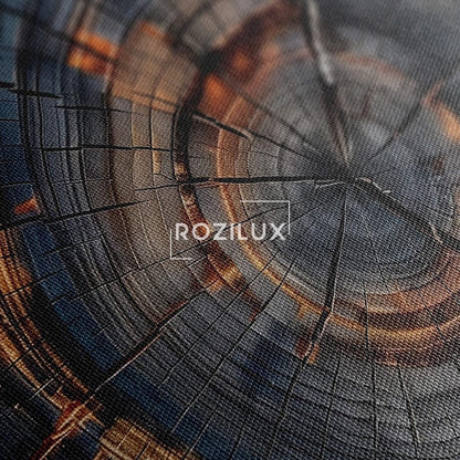 Tree Ring Canvas Print | Abstract Wood Grain Wall Art | Modern Rustic Home Decor | Dark Blue Orange Texture Art Boho