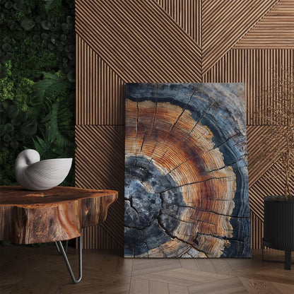 Tree Ring Canvas Wall Art, Rustic Wood Grain Abstract Print, Nature Home Decor Boho