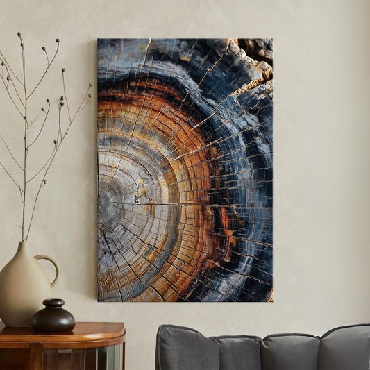 Petrified Wood Wall Art | Tree Ring Canvas Print | Abstract Nature Photography Print | Rustic Home Decor Boho