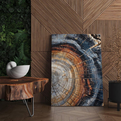 Petrified Wood Wall Art | Tree Ring Canvas Print | Abstract Nature Photography Print | Rustic Home Decor Boho