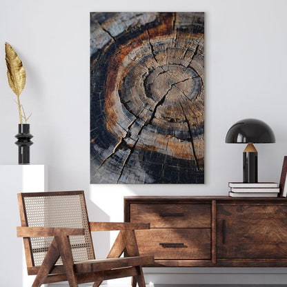 Tree Ring Wood Texture Canvas Print, Rustic Abstract Nature Wall Art, Earth Tone Home Decor Boho