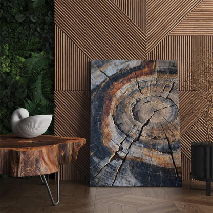 Tree Ring Wood Texture Canvas Print, Rustic Abstract Nature Wall Art, Earth Tone Home Decor Boho