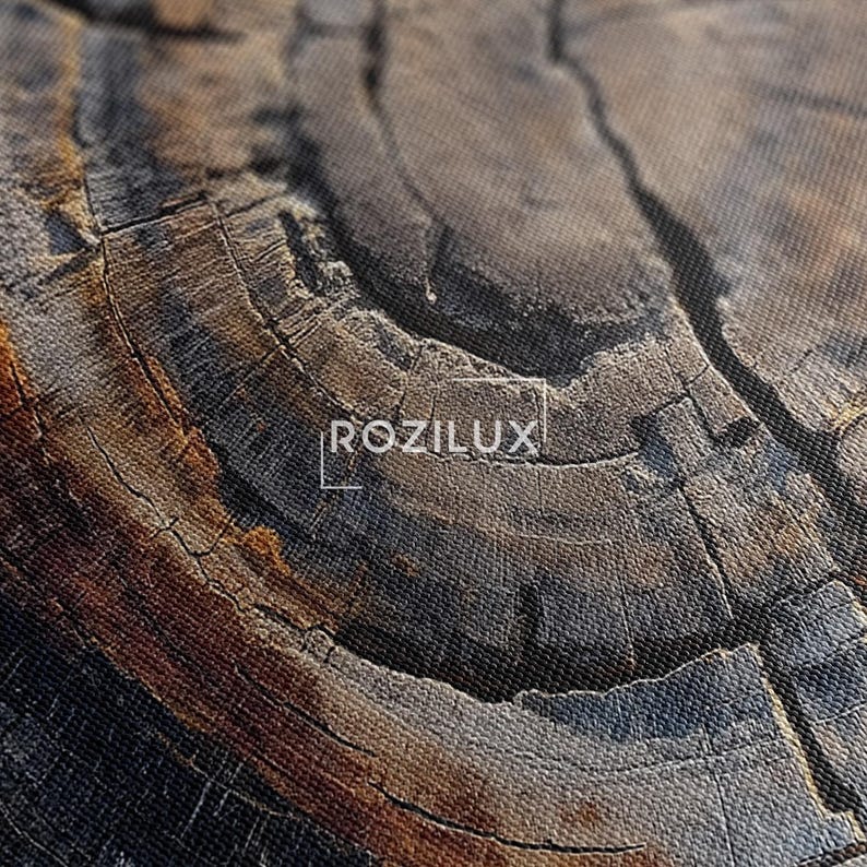 Tree Ring Wood Texture Canvas Print, Rustic Abstract Nature Wall Art, Earth Tone Home Decor Boho