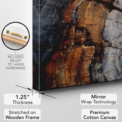 Abstract Tree Ring Canvas Wall Art, Rustic Wood Grain Print, Colorful Nature Home Decor Boho
