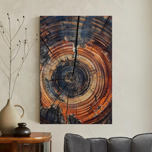 Tree Ring Canvas Print, Abstract Wood Grain Wall Art, Rustic Modern Home Decor Boho