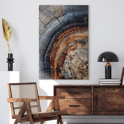 Tree Ring Canvas Print | Wood Grain Abstract Wall Art | Rustic Nature Decor | Orange Black Brown Earth Tones