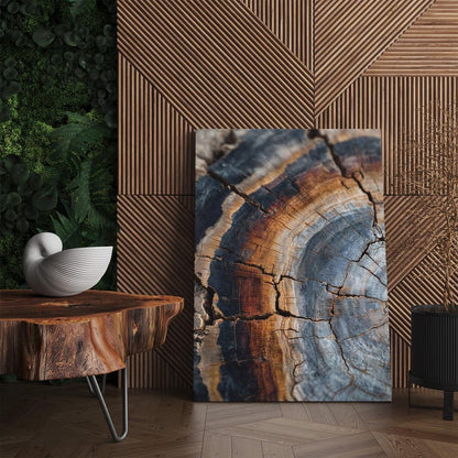 Abstract Colorful Tree Ring Canvas Print, Wood Grain Wall Art, Modern Rustic Home Decor, Large Framed Print