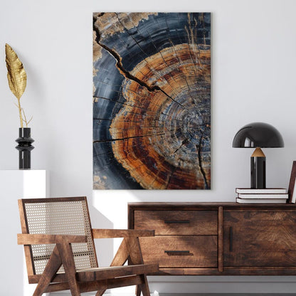 Petrified Wood Tree Ring Canvas Art | Abstract Wood Slice Wall Decor | Unique Geology Canvas Print | Home Decor