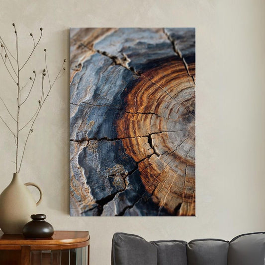 Tree Ring Canvas Print, Abstract Wood Texture Wall Art, Rustic Nature Decor, Organic Home Art Print