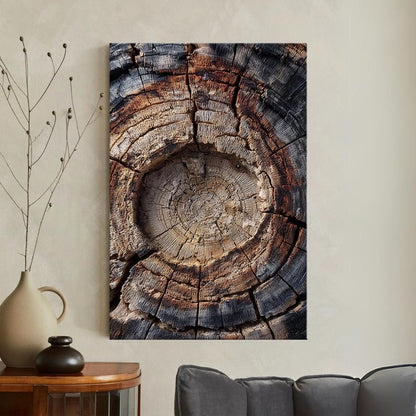 Rustic Tree Ring Canvas Print, Wood Grain Wall Art, Textured Wood Slice Decor, Natural Earth Tone Art