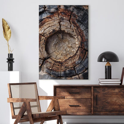 Rustic Tree Ring Canvas Print, Wood Grain Wall Art, Textured Wood Slice Decor, Natural Earth Tone Art