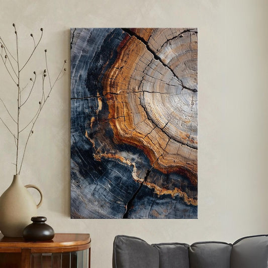 Unique Petrified Wood Canvas Print, Abstract Tree Ring Wall Art, Natural Wood Texture Home Decor